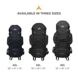 Teton 65L Scout Internal Frame Backpack for Hiking, Camping, Backpacking, Travel, Rain Cover Included, Buck Brown
