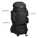 Teton 85L Explorer Internal Frame Backpack for Hiking, Camping, Backpacking, Rain Cover Included, Buck Brown