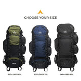 Teton 85L Explorer Internal Frame Backpack for Hiking, Camping, Backpacking, Rain Cover Included, Buck Brown