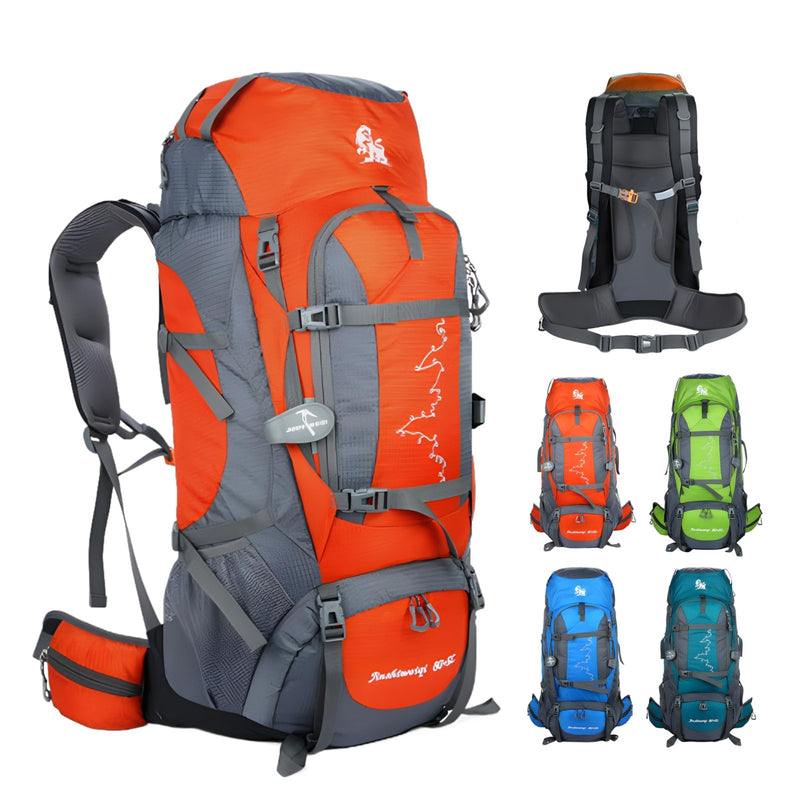 TGpao 80L Hiking Backpack,Waterproof Lightweight Trekking Bag with Air Cushion Straps, Large Capacity Durable Rucksack for Mountaineering/Camping/Travel (orange,80L)