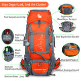 TGpao 80L Hiking Backpack,Waterproof Lightweight Trekking Bag with Air Cushion Straps, Large Capacity Durable Rucksack for Mountaineering/Camping/Travel (orange,80L)