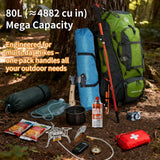 TGpao 80L Hiking Backpack,Waterproof Lightweight Trekking Bag with Air Cushion Straps, Large Capacity Durable Rucksack for Mountaineering/Camping/Travel (orange,80L)
