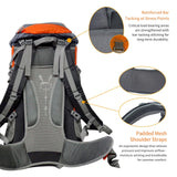 TGpao 80L Hiking Backpack,Waterproof Lightweight Trekking Bag with Air Cushion Straps, Large Capacity Durable Rucksack for Mountaineering/Camping/Travel (orange,80L)