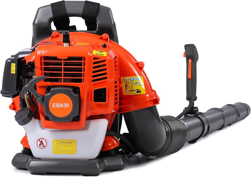 Thalorus 52cc Backpack Leaf Blower – Gas Powered 550 CFM 230 MPH High Airflow for Lawn Care, Low - Vibration Harness, Clears Leaves, Debris & Snow (Orange)