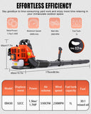 Thalorus 52cc Backpack Leaf Blower – Gas Powered 550 CFM 230 MPH High Airflow for Lawn Care, Low - Vibration Harness, Clears Leaves, Debris & Snow (Orange)
