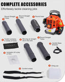 Thalorus 52cc Backpack Leaf Blower – Gas Powered 550 CFM 230 MPH High Airflow for Lawn Care, Low - Vibration Harness, Clears Leaves, Debris & Snow (Orange)