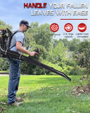 Thalorus 63CC Gas Backpack Leaf Blower, 2 - Stroke, 665 CFM, 205 MPH, Variable Speed & Cruise Control, Ergonomic Harness, Reduced Emissions, for Fast Yard Cleanup (Red)