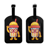 The Genius of Bubble Tea Drinks Luggage Tags for Suitcases PU Leahter Luggage Tag with Privacy Cover ID Tags Men Women Cute Travel Bag Luggage Accessories