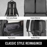 The Kenneth Cole REACTION Ryder 17 - Inch Coated Polyester Travel Laptop Backpack Bag, Black