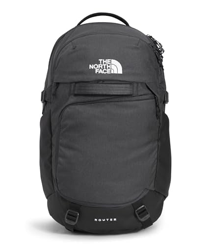 The North Face Router Everyday Laptop Backpack - Daypack, Water Repellent, Laptop Sleeve, Reflective Details, Asphalt Grey Light Heather/TNF Black-NPF, One Size