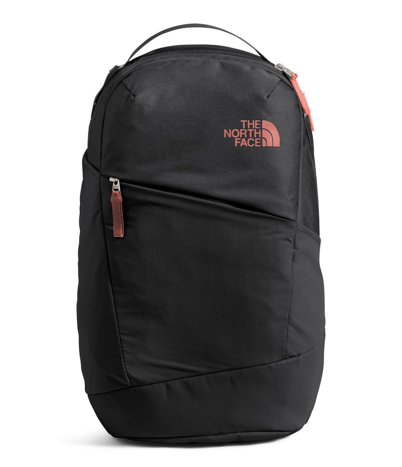 The North Face Women's Isabella 3.0 Backpack | Everyday Travel Bag with 16" Laptop Sleeve, Water - Repellent Finish, Women - Specific Fit, TNF Black Light Heather/Burnt Coral Metallic - NPF, One Size