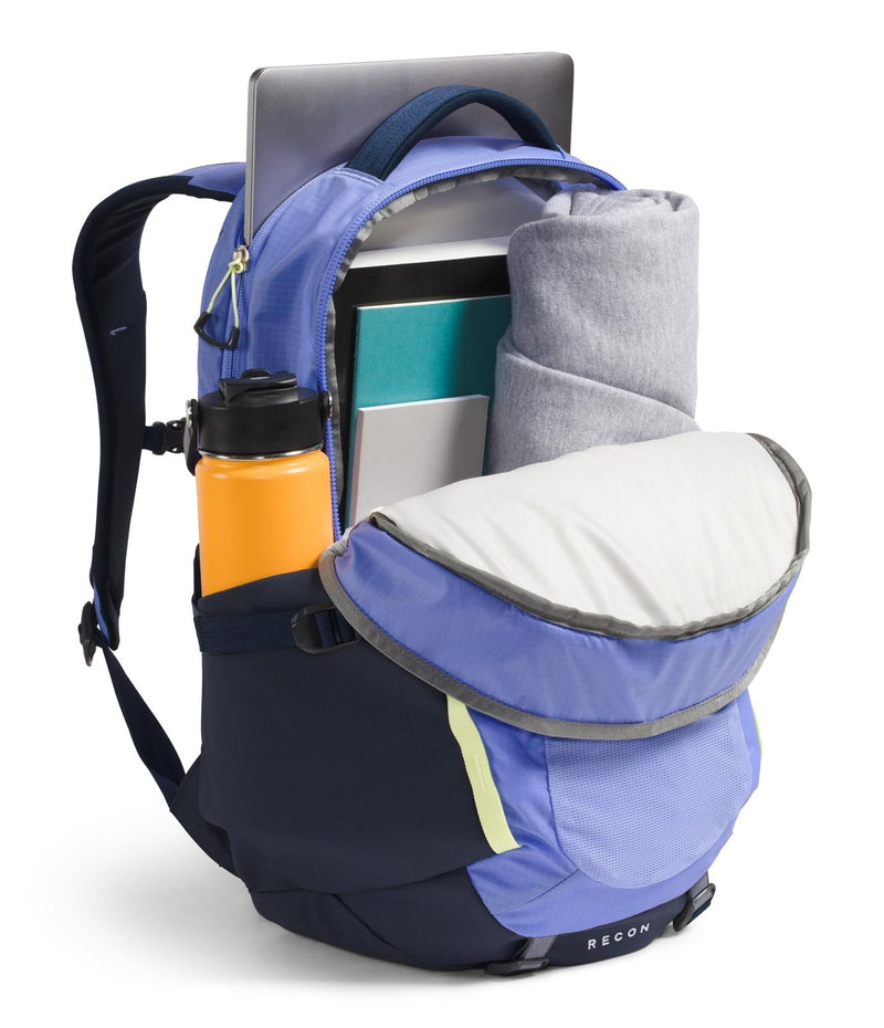 The North Face Women's Recon Everyday Laptop Backpack - Commuter Travel Bag, 18" Laptop Sleeve, Water - Repellent, Periwinkle Glow/Summit Navy/Lemon Mist, One Size