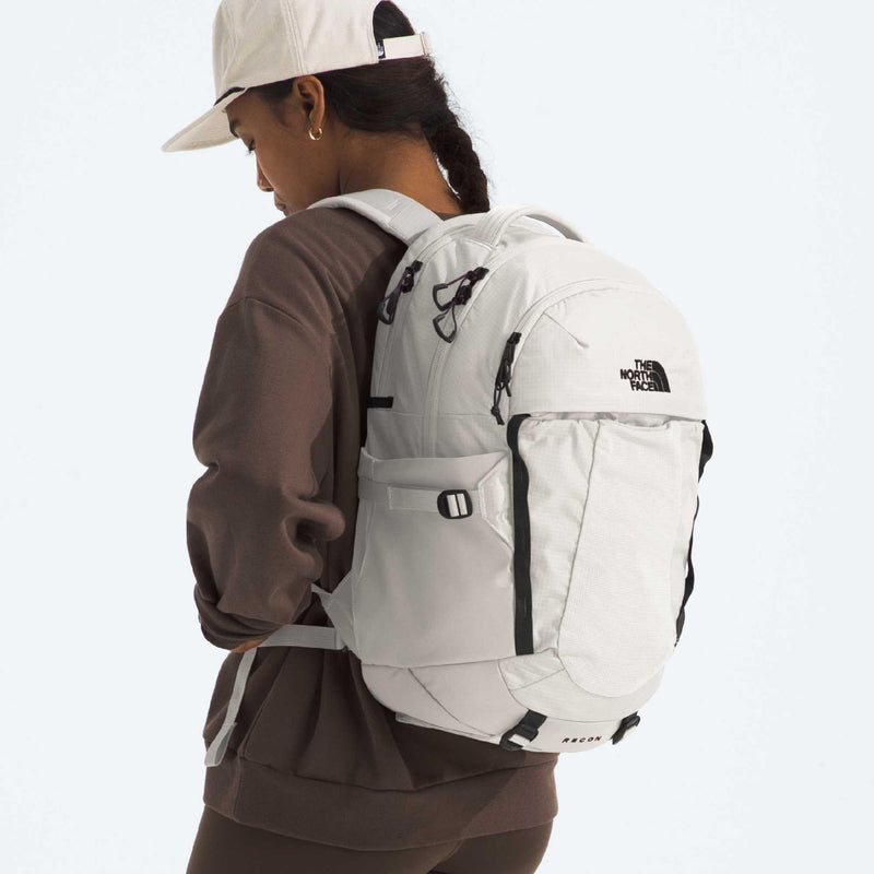 The North Face Women's Recon Everyday Laptop Backpack - Commuter Travel Bag, 18" Laptop Sleeve, Water - Repellent, White Dune/TNF Black, One Size