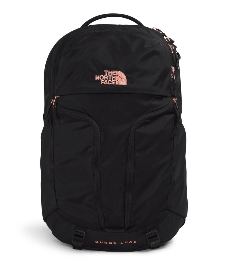 THE NORTH FACE Women's Surge Luxe Computer Laptop Backpack, TNF Black/Burnt Coral Metallic - NPF, One Size