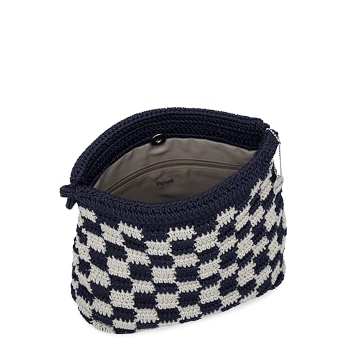 The Sak Ava Hobo Bag in Crochet, Double Shoulder Straps, Denim Check
