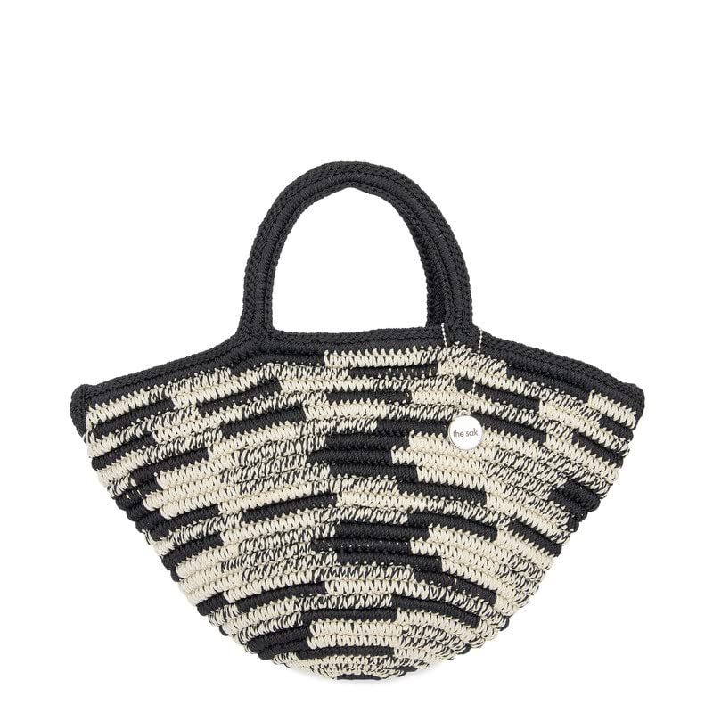 The Sak Calla Small Tote Bag in Crochet, Double Handle Straps, Midnight Ombre Tile