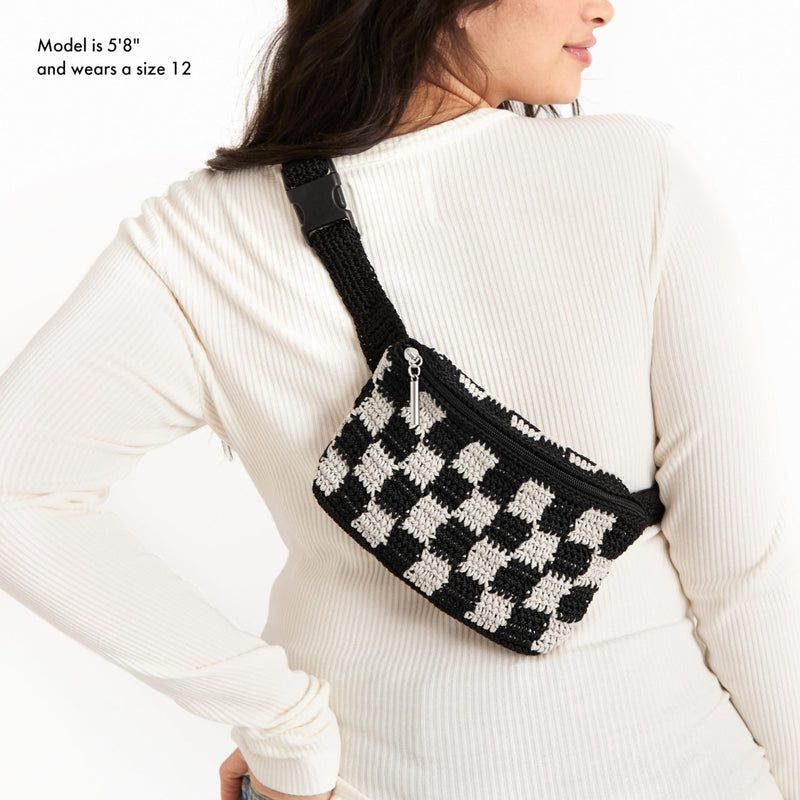 The Sak Caraway Belt Bag, Adjustable Design, Black Check