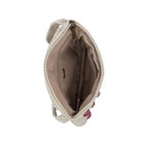 The Sak Caraway Belt Bag in Crochet, Adjustable Back Strap, Natural Strawberries