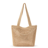 The Sak Casual Classics Tote Bag - Hand Crochet Woman's Purse For Everyday, Travel, Beach Bag - Handbag With Shoulder Straps - Bamboo W/Gold