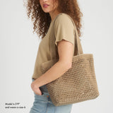 The Sak Casual Classics Tote Bag - Hand Crochet Woman's Purse For Everyday, Travel, Beach Bag - Handbag With Shoulder Straps - Bamboo W/Gold