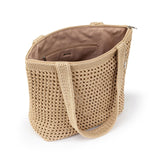 The Sak Casual Classics Tote Bag - Hand Crochet Woman's Purse For Everyday, Travel, Beach Bag - Handbag With Shoulder Straps - Bamboo W/Gold