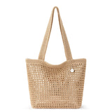 The Sak Casual Classics Tote Bag - Hand Crochet Woman's Purse For Everyday, Travel, Beach Bag - Handbag With Shoulder Straps - Bamboo W/Gold