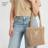 The Sak Casual Classics Tote Bag - Hand Crochet Woman's Purse For Everyday, Travel, Beach Bag - Handbag With Shoulder Straps - Bamboo W/Gold