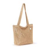 The Sak Casual Classics Tote Bag - Hand Crochet Woman's Purse For Everyday, Travel, Beach Bag - Handbag With Shoulder Straps - Bamboo W/Gold