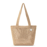 The Sak Casual Classics Tote Bag - Hand Crochet Woman's Purse For Everyday, Travel, Beach Bag - Handbag With Shoulder Straps - Bamboo W/Gold