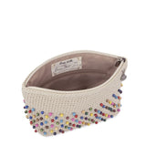 The Sak Essential Medium Pouch in Hand - Crochet, Travel Bag with Zipper Closure, Black Multi Beads