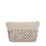The Sak Essential Medium Pouch in Hand - Crochet, Travel Bag with Zipper Closure, Black Multi Beads