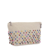 The Sak Essential Medium Pouch in Hand - Crochet, Travel Bag with Zipper Closure, Black Multi Beads