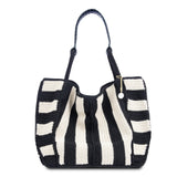 The Sak Los Feliz Large Tote Bag - Hand-Crocheted Women's Handbag for Everyday and Travel, Durable, Large Purse With Shoulder Bag Strap and Zipper Pocket, Black Stripe