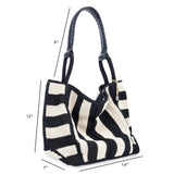 The Sak Los Feliz Large Tote Bag - Hand - Crocheted Women's Handbag for Everyday and Travel, Durable, Large Purse With Shoulder Bag Strap and Zipper Pocket, Black Stripe
