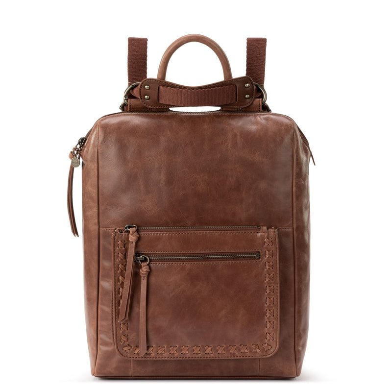 The Sak Loyola Backpack in Leather, Adjustable Convertible Strap, Teak