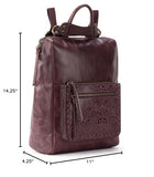 The Sak Loyola Convertible Backpack in Leather, Adjustable Convertible Strap, Mahogany Tile Emboss