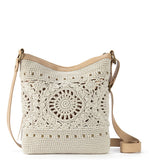 The Sak Lucia Crossbody Bag in Crochet, Convertible Purse with Adjustable Shoulder Strap, Natural Medallion