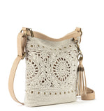 The Sak Lucia Crossbody Bag in Crochet, Convertible Purse with Adjustable Shoulder Strap, Natural Medallion