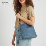 The Sak Lucia Crossbody Bag in Leather, Convertible Purse with Adjustable Strap, Maritime