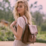 The Sak Ventura Backpack in Leather, Adjustable Convertible Strap, Black Crochet