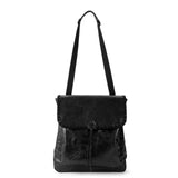 The Sak Ventura Backpack in Leather, Adjustable Convertible Strap, Black Crochet