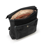 The Sak Ventura Backpack in Leather, Adjustable Convertible Strap, Black Crochet