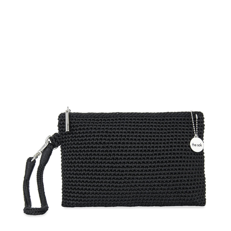 The Sak Vita Wristlet Purse - Small Hand Crochet Women's Clutch for Everyday & Travel - Mini Handbag With Card Slots & Zipper - Black
