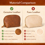 TheAntiq Genuine Leather Toiletry Bag for Men & Women, Leather Makeup Bag, Travel Dopp Kit Organizer with YKK Zipper, Handmade Cosmetics Case for Toiletries & Makeup (9 x 6 x 4 Inch) Tan