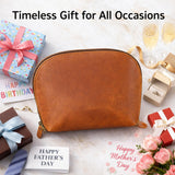 TheAntiq Genuine Leather Toiletry Bag for Men & Women, Leather Makeup Bag, Travel Dopp Kit Organizer with YKK Zipper, Handmade Cosmetics Case for Toiletries & Makeup (9 x 6 x 4 Inch) Tan