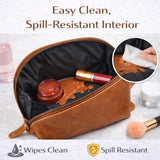 TheAntiq Genuine Leather Toiletry Bag for Men & Women, Leather Makeup Bag, Travel Dopp Kit Organizer with YKK Zipper, Handmade Cosmetics Case for Toiletries & Makeup (9 x 6 x 4 Inch) Tan