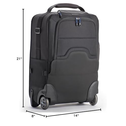 Think Tank Airport TakeOff V2 2 Wheel Rolling Carry - On Camera Shoulder Bag for Photography and Video Equipment - Black