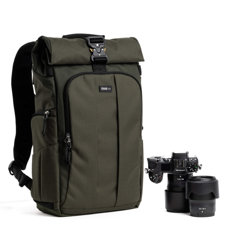 Think Tank FocusPoint 22L RollTop Camera Backpack - Greenway: Expandable Travel & Camera Backpack with Laptop Sleeve, Quick Side and | Backpacks4Less