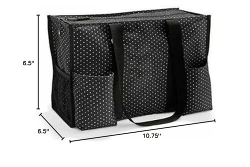 Thirty One Zip Top Organizing Utility Tote Swiss Dot