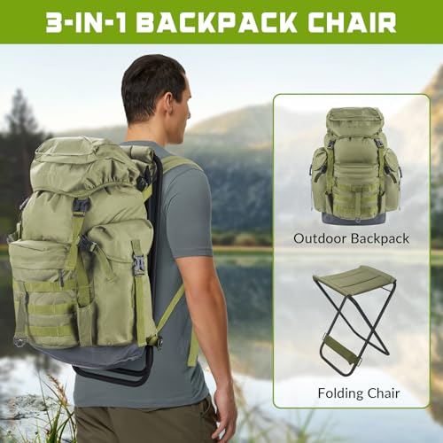 THKFISH Large Capacity Fishing Hunting Backpack Chair with Rod Holder